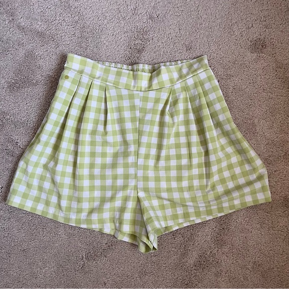 Wayre Limited Edition: Travel Pocket Flow Short Lime Plaid Gingham Lounge Sz S - Picture 5 of 13